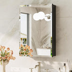 TokeShimi 16 x 24 Medicine Cabinets for Bathroom with Mirror, Assembly Required, Recessed Medicine Cabinet with Tempered Beveled Mirror, Stepless Adjustable Shelves, DTC Hinge