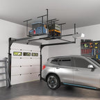FLEXIMOUNTS 2x3FT Garage Storage Rack Overhead, Adjustable Ceiling Storage Racks, Metal Garage Organization System with 155LBS Weight Capacity, Black, Classic Series