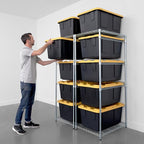 SafeRacks 2 Pack 5-Tier Steel Tote Rack - Maximize Space, Declutter, Organization, NSF Certified, Bin Storage for Garage, Pantry, Kitchen, Workspace, 5 Shelves, 31″ x 23″ x 68″, Zinc