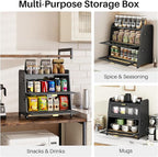 SNTD Bread Box - Kitchen Countertop Bread Storage Container with Bamboo Cutting Board, Adjustable Vent Hole Dials, Black