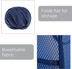 Smart Design Deluxe Mesh Pop Up Square Laundry Hamper w/ Side Pocket & Handles - VentilAir Fabric Collapsible Design - for Clothes & Laundry - Home - (Holds 2 Loads) (14 x 23 Inch) [Blue]