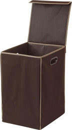 Simple Houseware Heavy Duty 3-Bag Laundry Sorter Rolling Cart + Foldable Laundry Hamper Basket with Lid, Brown