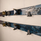 Horizontal Wall Ski Holder – Space-Saving Ski Wall Mount for Garage & Home Storage | Holds 1 Pair of Skis | Mountain, Snowflake & No Design Styles (Gray, Snowflake | Without Gear Hook)