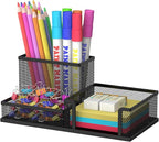 SUPEASY Pen Holder Desk Organizer, Office Supplies Pencil Holder with 3 Compartments, Desk Accessories and Workspace Organizers for Home School, Black
