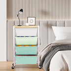 Rolling Cart with Drawers, Rolling Storage Cart with Large Plastic Drawers & Wooden Tabletop, Utility Cart with Pegboards & Basket, Storage Drawers Cart for Living Room, Classroom, Bedroom, Office