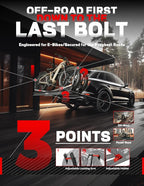 Young 200 lbs Ebike Racks with Ramp for Tow Hitch with 2 Arms, Tire Clamp 2 Bike Rack Hitch for Car SUV RV Truck Trailer, Scratch Free, Fit up to 5 Inch Fat Tire, 2" Receiver