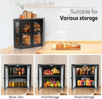Corner Bread Box for Kitchen Countertop, Double Layer Bamboo Bread Storage Container for Homemade Bread, Large Capacity Bread Holder with 3 Adjustable Height for Counter, Breadbox Organizer