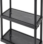 Gracious Living 33 Inch Heavy Duty 3-Shelf Light Duty Storage Shelf, Easy Assembly and Holds Up to 55 Pounds Per Shelf, Black