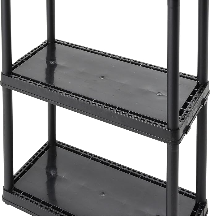 Gracious Living 33 Inch Heavy Duty 3-Shelf Light Duty Storage Shelf, Easy Assembly and Holds Up to 55 Pounds Per Shelf, Black