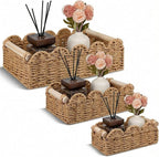 3 Pcs Toilet Paper Storage Basket 3 Size Paper Rope Scalloped Baskets for Bathroom Organizing Living Rooms and Bedroom Countertops