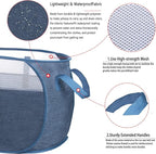 Pop-Up Laundry Basket，collapsible Mesh Laundry Hamper– With Extended Shoulder Straps, Sturdy Handles, and Premium Cationic Fabric (blue)…