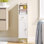 Bathroom Storage Cabinet, Corner Floor Cabinet with Drawers and Doors, Narrow Toilet Paper Holder, Bathroom Organizer with Adjustable Shelf, for Small Spaces, White BC19803GV1