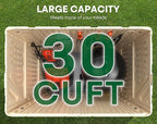 30 Cu.Ft Outdoor Storage Shed, Multi-Purpose Weather-Resistant Utility Shed for Garbage Cans, Lawn Mower, Garden Tools, Waterproof Resin Horizontal Cabinet with Pad-Lockable Doors (Khaki)