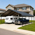 Heavy Duty Metal Carport Galvanized Steel All Weather Carport Canopy with Anchor Kit for RV Boat Truck Tractor Garage Shelter in 10x20 12x20 20x20 20x30 20x40 FT Easy Assembly Carports Kit (20x20 FT)
