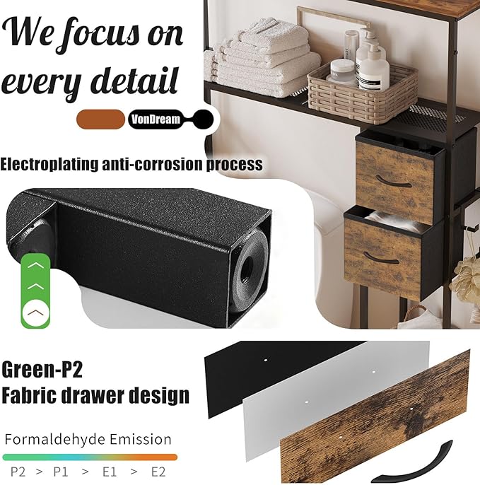 Over The Toilet Organizer,Bathroom Shelves Behind Toilet Organizer, Space-Saving Over Toilet Shelf for Bathroom Organizers and Storage