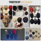 Modern JP Adhesive Hat Hooks for Wall (6-Pack) - Cowboy Hat Rack, Wide Brim Hat Organizer, Strong Hold Hat Hangers for Wall - Black