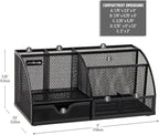 Mind Reader 7-Compartment Desktop Organizer, File & Accessory Storage, Metal Mesh Office Organizer for Desk, Workspace, Mail, Black