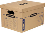 Bankers Box Small Classic Moving Box 10 Pack, Reinforced Handles, Tape-Free Assembly, Corrugate Box with Lid, 15-in x 12-in x 10-in (7714203)