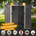 Shintenchi 6x4 FT Outdoor Storage Shed with Window, Lockable Outdoor Waterproof Tool Storage Sheds, Weather Resistant Tool Storage House Shed for Garden, Backyard, Patio Utility Tool Storage,Dark Gray