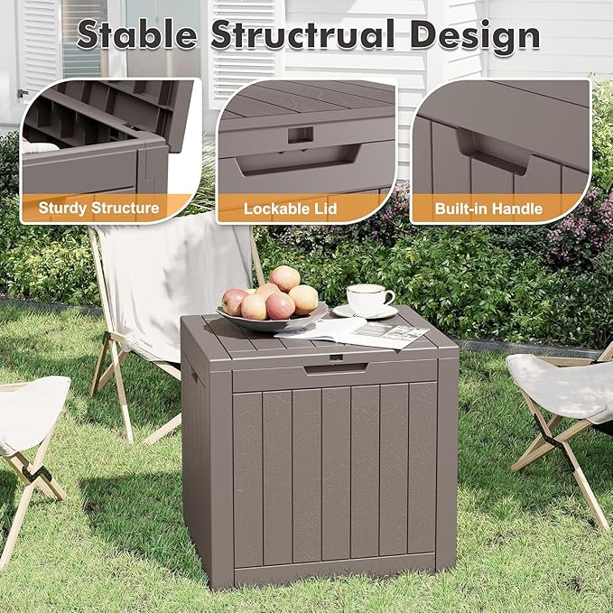 32 Gallon Outdoor Storage Box, Resin Deck Boxes Outdoor Waterproof For Patio Furniture, Garden Tools, Pool Supplies, Lockable And UV Resistant (a Set of 2,Striped Gray)