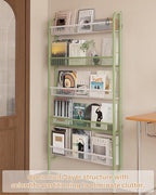 UMDONX Behind The Door Bathroom Shelf Narrow 5-Tier, Space-Saving Slim Storage Shelf Narrow Shelving Unit for Bathroom and Kitchen White+Green