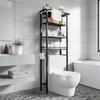Over-The-Toilet Storage Shelf, 4-Tier Bathroom Organizer Shelf, Freestanding Space Saver Shelves Over Toilet with Adjustable Shelf for Bathroom, Black