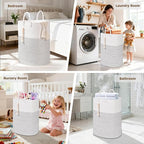 Woven Laundry Basket for Clothes, 100 L Large Rectangle Laundry Hampers with Beads Tassel, Nursery Storage Basket for Toys, Tall Dirty Clothes Hamper for Bedroom Aesthetic, Laundry Room Organization
