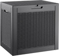 KAMABOKO 30 Gallon Outdoor Storage Box, Resin Deck Boxes Indoor and outdoor, Waterproof Storage Box Lockable Lid for Garden Tools, Package Delivery, Pool Supplies, Patio Cushions, Black