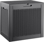 KAMABOKO 30 Gallon Outdoor Storage Box, Resin Deck Boxes Indoor and outdoor, Waterproof Storage Box Lockable Lid for Garden Tools, Package Delivery, Pool Supplies, Patio Cushions, Black