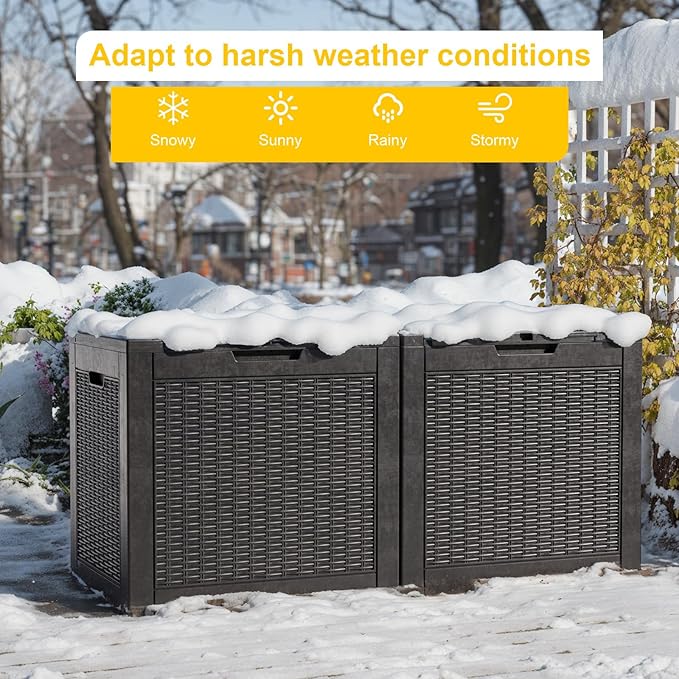 35 Gallon Resin Deck Box Outdoor Storage Box for Patio Furniture,Outdoor Cushions,Garden Tools and Pool Supplies,Waterproof,Lockable(Black,35Gallon)