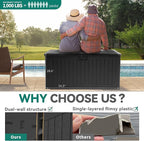 YITAHOME 150 Gallon Large Deck Box with Side Handles, Outdoor Double-Wall Storage for Patio Furniture Cushions, Garden Pool Accessories, Waterproof & Lockable