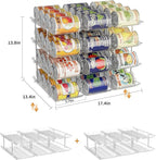 Can Organizer For Pantry Canned Food Goods Organizer For Cabinet Clear Automatic Rolling Can Storage Organizer Pantry Holders Rack, Holds Up to 48 Cans