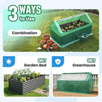 Quictent Raised Garden Bed Galvanized Raised Beds for Gardening Vegetables with Cover 8x4x2 ft Metal Planter Box Outdoor Use, Green