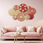 Tatuo 11 Pcs Boho Wall Basket Decor Decorative Bulrush Woven Basket Wall Decor Art Round Farmhouse Hanging Baskets for Kitchen Rustic Home Summer Decorations, Multi Sizes (Pink)