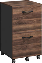 VASAGLE 2-Drawer File Cabinet, Small Rolling Filing Cabinet for Home Office, Printer Stand, for A4, Letter-Size Documents, 15.7 x 16.5 x 27.6 Inches, Natural Walnut and Ink Black UOFC040K01