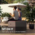 Patiowell 100 Gallon Resin Deck Box with cushion, Waterproof Large Outdoor Storage Box for Patio Furniture and Garden Tools, Dark Brown