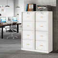 Tribesigns 4-Drawer File Cabinet with Lock, Locked File Cabinet with Key, Tall Wooden Filing Cabinets for Home Office, Vertical Office Storage for Legal Size/Letter/A4/Files, White (2 Pcs)