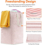 Lifewit 1 Pack Laundry Basket 80L Each, Collapsible Clothes Hamper with Reinforced Handles, Freestanding Waterproof Design for Bedroom and Laundry Room, Pink 80L Total