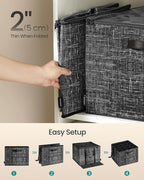 SONGMICS Shoe Organizer for Closet, Shoe Storage Box with Clear Lid, Foldable Fabric Bins, Holds 16 Pairs, Reinforced Handles, 16.5 x 16.5 x 12.5 Inches, Ink Black ULSP601B01