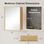 24x30 Inch Wood Medicine Cabinet with Mirror, Surface or Recessed Mounted Bathroom Cabinets with Adjustable Shelves, Soft-Close Hinges, Wall Mounted Cabinet for Storage