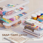 Citylife 3 PCS Plastic Storage Bins with Latching Lids Portable Project Case Clear File Box Stackable Storage Containers for Organizing A4 Paper, Photo, Document, Scrapbook