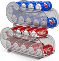 2 Pack Auto-Rolling Soda Can Organizer for Refrigerator/Fridge, Upgraded Soda Can Dispenser & Holder for Pantry Storage 10 Standard Size 12oz/ 11.2oz/ 355ml/ 330ml Drink Short Cans (Gray)