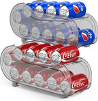 2 Pack Auto-Rolling Soda Can Organizer for Refrigerator/Fridge, Upgraded Soda Can Dispenser & Holder for Pantry Storage 10 Standard Size 12oz/ 11.2oz/ 355ml/ 330ml Drink Short Cans (Gray)