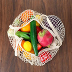 2 Pack Reusable Mesh Grocery Bags, Washable Cotton String Shopping Bag Long Handle Mesh Produce Bag for Fruit Vegetables Potatoes Farmers Market