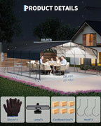 20x20FT Heavy Duty Metal Carport for 2 Cars, Outdoor Portable Car Garage w/Led Light,Reinforced Base and Galvanized Steel Roof, Outdoor Car Port Canopy Shelter for Boats, Full-Sized Pickup Trucks