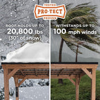 Backyard Discovery Kingsport 20' x 20' Cedar Wood Outdoor Carport Garage with Heavy-Duty Galvanized Steel Slope Roof, Snow Support, Wind Resistance, PowerPort, Shelter to Protect Cars, Boats, Trucks