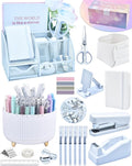 20Pcs White Desk Organizers and Accessories With Mesh Desk Organizer and 360°Rotating Pen Holder and a Lot of Office White Office Supplies Beautifully Presented in a Gift Box