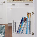 Household Essentials Tall Door Mount Cabinet Organizer, Sturdy Steel Wire Frame, Elegant Nickel Powder Finish, Mounts to Solid Surface, Included Hardware, Great for Tall or Large Items