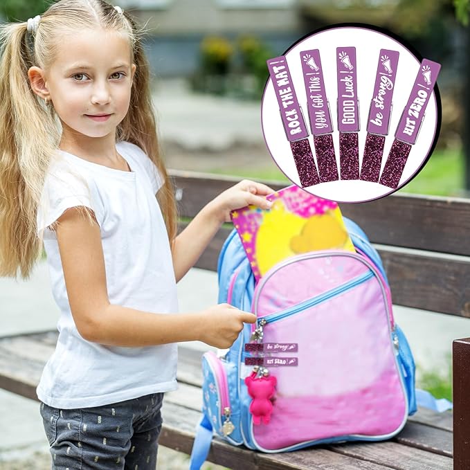 Kigeli 30 Pcs Spirit Clips Cheer Pins Cheerleader Gifts Clothes Pins for Backpacks Competition Glittered for Team Cheer Gifts Stuff Supplies Party Favors Accessories Bulk(Purple,Shiny)