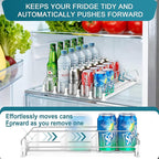 Upgraded Drink Organizer for Fridge, Space-Saving Fridge Drink Organizer, Automatic Pusher Glide and Adjustable Width Drink Dispenser for Fridge - Holds Up to 25 Cans (5 Rows White)